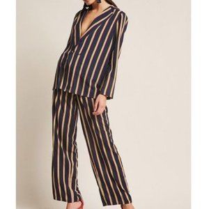 RD & Koko 2 Pc Jacket Pants Navy Red Mustard Stripe Cotton Blend SZ S